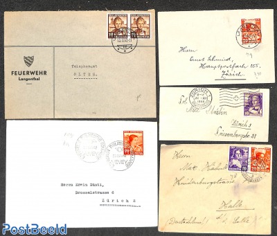 5 covers with Pro Juventute stamps