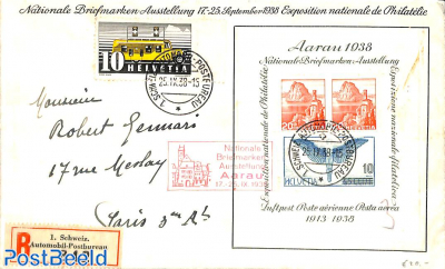 Registered envelope from Schweiz to Aarau 