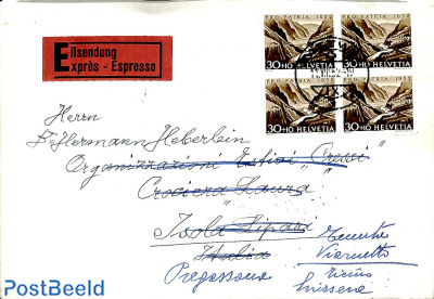 Express letter from WATTWIL to Isola Lipari, forwarded to Pregassond