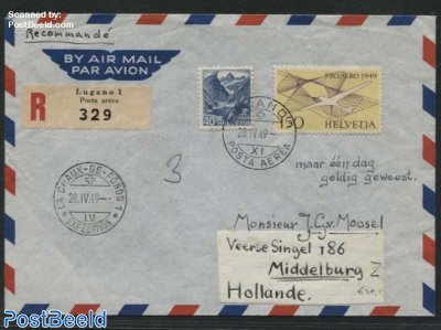 Registered Airmail letter to Holland