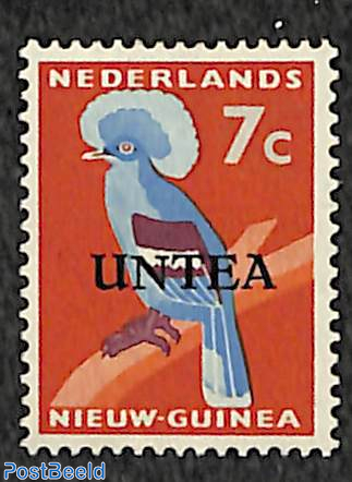 Stamp 1963, Dutch New Guinea 7c UNTEA, small letter, Stamp out of