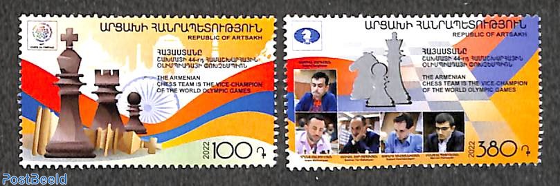 Chad - 2022 Chess Olympiad 2022 - 3 Stamp Sheet - TCH220140a