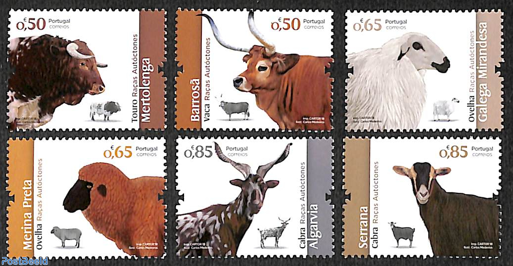 Stamp 2018, Portugal Farm animals, local races 6v, 2018 - Collecting Stamps  - PostBeeld - Online Stamp Shop - Collecting