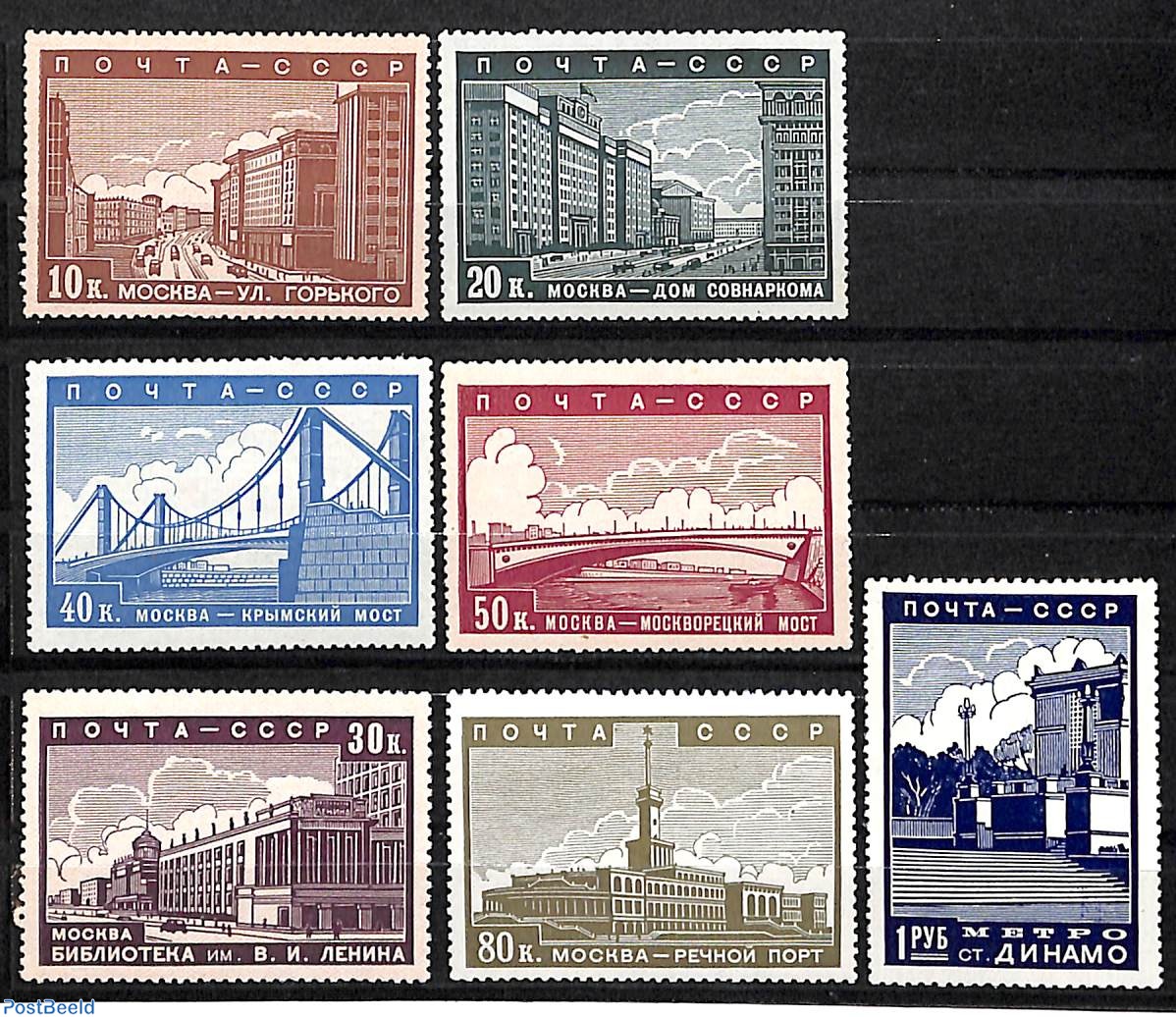 Stamp 1939, Russia, Soviet Union Moscow expansion 7v, 1939 ...