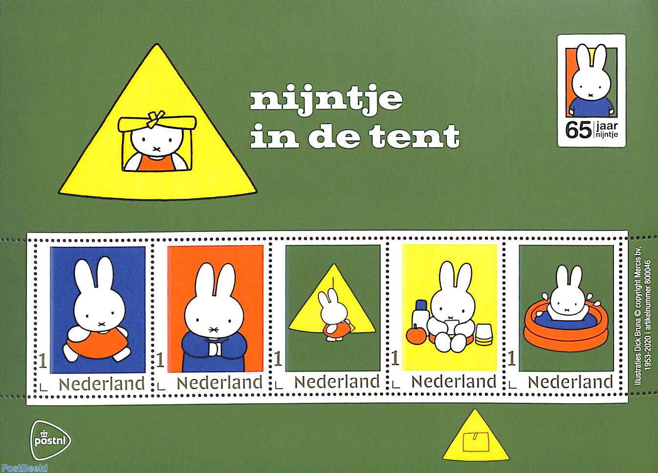 Nucleair Diplomatie Overjas Stamp 2020, Netherlands - Personal stamps TNT/PNL Nijntje in de tent 5v  m/s, 2020 - Collecting Stamps - PostBeeld - Online Stamp Shop - Collecting