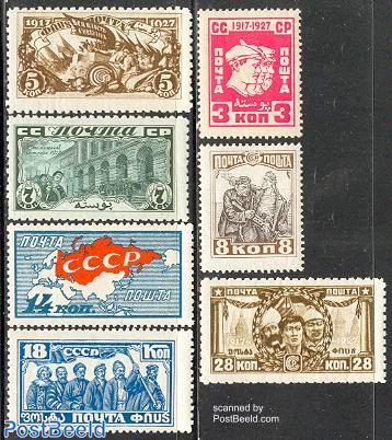 Stamp 1927, Russia, Soviet Union October revolution 7v, 1927 ...