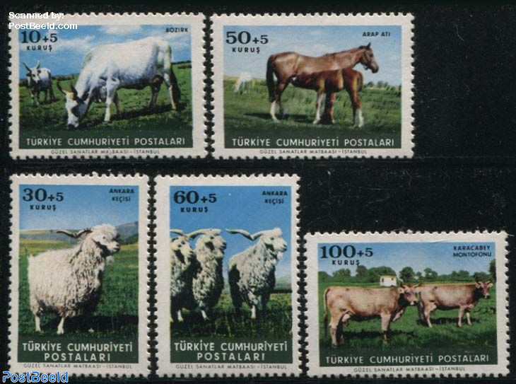 Stamp 1964, Türkiye Domestic animals 5v, 1964 - Collecting Stamps -  PostBeeld - Online Stamp Shop - Collecting