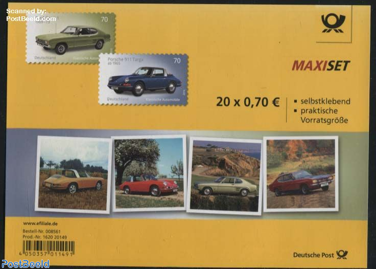Stamp 2016, Germany, Federal Republic Classic Cars, Porsche 911 & Ford Capri  booklet, 2016 - Collecting Stamps - PostBeeld - Online Stamp Shop -  Collecting