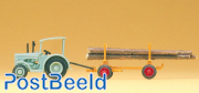 Hanomag tractor with log trailer